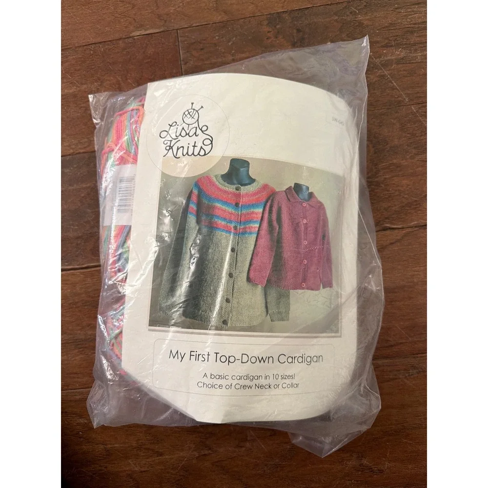 Lisa Knits My First Top-Down Cardigan Kit Euro Baby Rainbow Yarn Pattern SW-642
